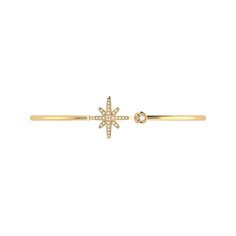 North Star Adjustable Diamond Cuff in 14K Yellow Gold Vermeil on Sterling Silver