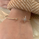 North Star Adjustable Diamond Cuff in 14K Yellow Gold Vermeil on Sterling Silver