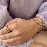 Moon Stages Adjustable Diamond Bangle in 14K Yellow Gold Vermeil on Sterling Silver