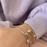 Moon Stages Adjustable Diamond Bangle in 14K Yellow Gold Vermeil on Sterling Silver