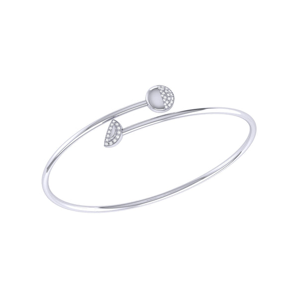 Moon Stages Adjustable Diamond Bangle in 14K White Gold