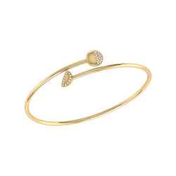 Moon Stages Adjustable Diamond Bangle in 14K Yellow Gold Vermeil on Sterling Silver
