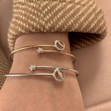 Half Moon Star Adjustable Diamond Bangle in 14K Yellow Gold