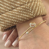 Half Moon Star Adjustable Diamond Bangle in 14K White Gold