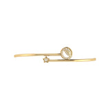 Half Moon Star Adjustable Diamond Bangle in 14K Yellow Gold