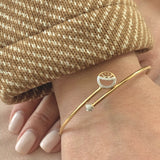 Half Moon Star Adjustable Diamond Bangle in 14K Yellow Gold Vermeil on Sterling Silver