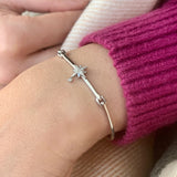 Supernova Bezel Drop Diamond Bangle in Sterling Silver