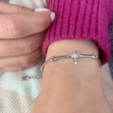 Supernova Bezel Drop Diamond Bangle in Sterling Silver