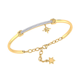 Little North Star Diamond Bar Bangle in 14K Yellow Gold Vermeil on Sterling Silver
