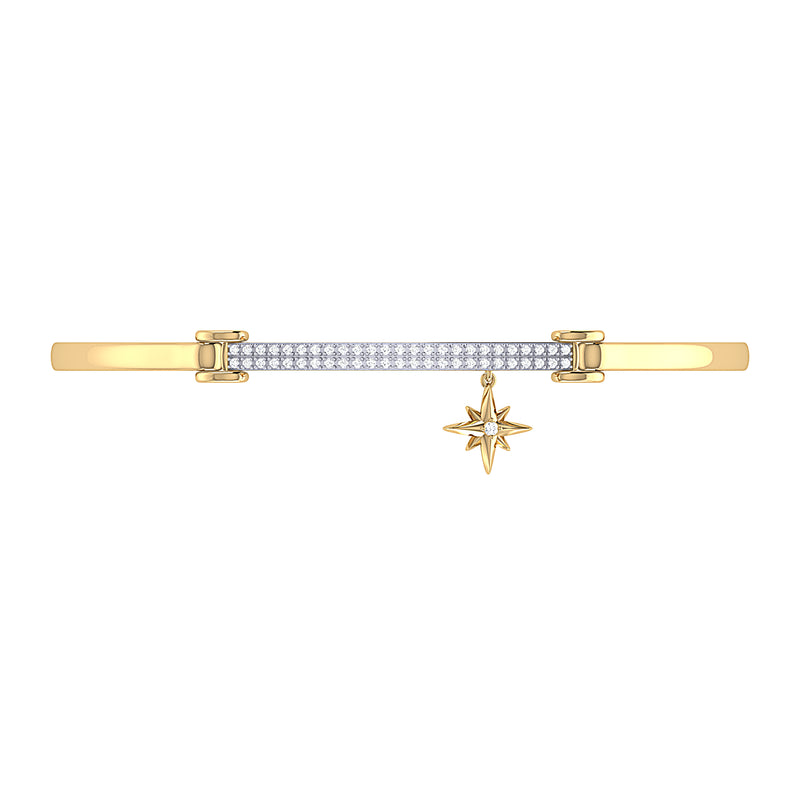 Little North Star Diamond Bar Bangle in 14K Yellow Gold Vermeil on Sterling Silver