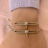 Full Moon North Star Diamond Bangle in 14K Yellow Gold Vermeil on Sterling Silver