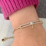 Full Moon North Star Diamond Bangle in 14K Yellow Gold Vermeil on Sterling Silver