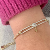 Full Moon North Star Diamond Bangle in 14K Yellow Gold Vermeil on Sterling Silver