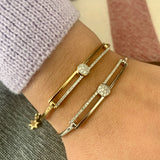 Moonlit Phases Diamond Bangle in Sterling Silver