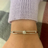 Moonlit Phases Diamond Bangle in Sterling Silver