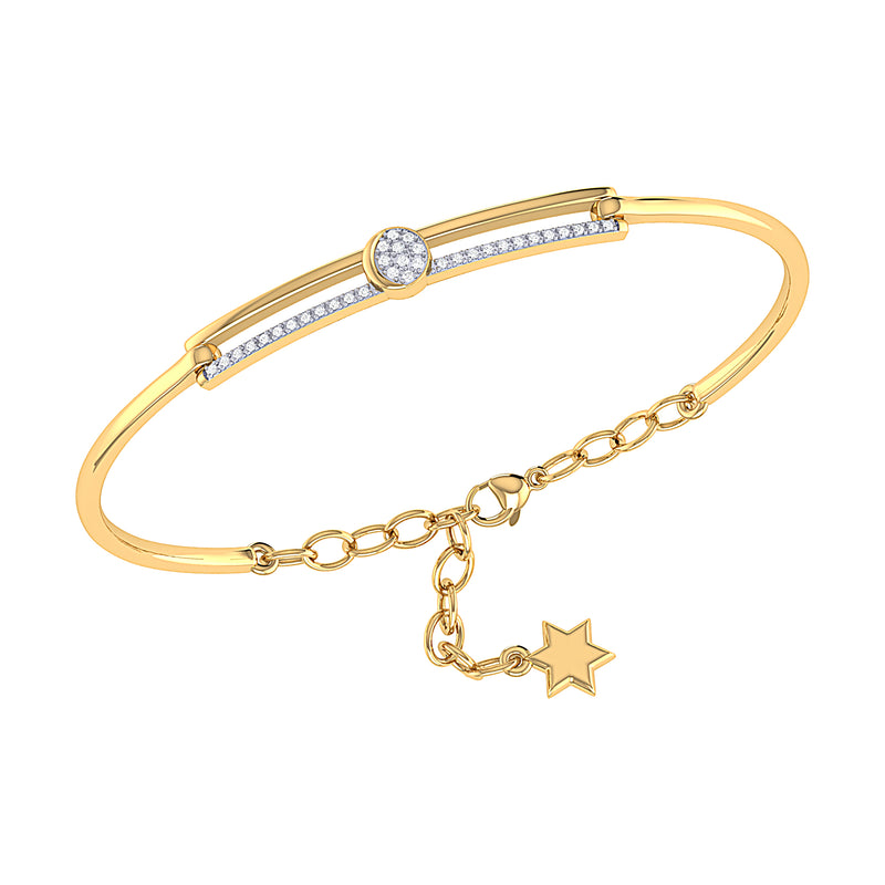 Moonlit Phases Diamond Bangle in 14K Yellow Gold Vermeil on Sterling Silver