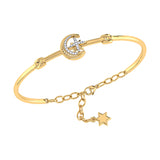 Nighttime Lovers Crescent Diamond Bangle in 14K Yellow Gold Vermeil on Sterling Silver