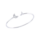 Date Night Double Crescent Adjustable Diamond Cuff in 14K White Gold