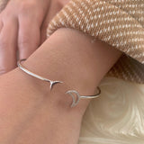 Date Night Double Crescent Adjustable Diamond Cuff in 14K White Gold