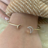Date Night Double Crescent Adjustable Diamond Cuff in 14K Yellow Gold