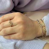 North Star Crescent Adjustable Diamond Cuff in 14K Yellow Gold Vermeil on Sterling Silver