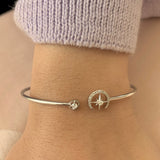 North Star Crescent Adjustable Diamond Cuff in 14K Yellow Gold Vermeil on Sterling Silver