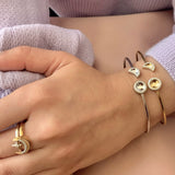 Moon Phases Adjustable Diamond Cuff in 14K Yellow Gold Vermeil on Sterling Silver