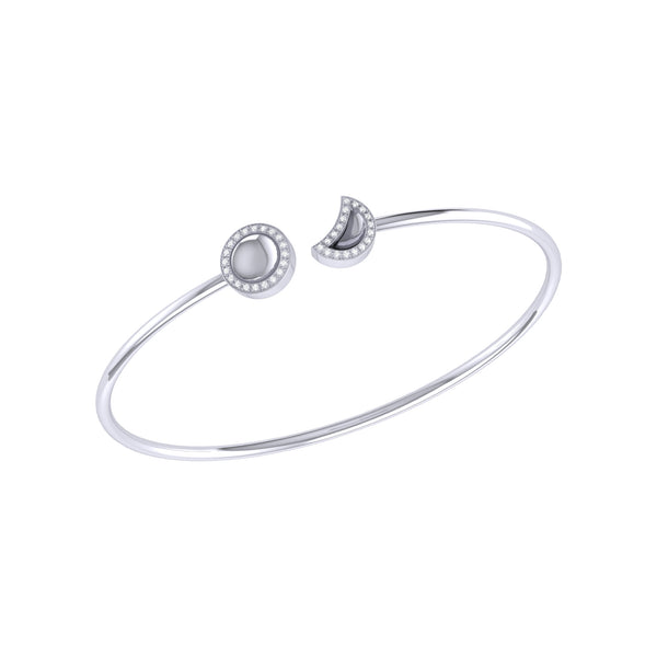 Moon Phases Adjustable Diamond Cuff in Sterling Silver
