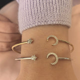 Moonlit Star Adjustable Diamond Cuff in 14K White Gold