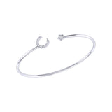 Moonlit Star Adjustable Diamond Cuff in 14K White Gold