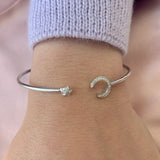 Moonlit Star Adjustable Diamond Cuff in 14K White Gold