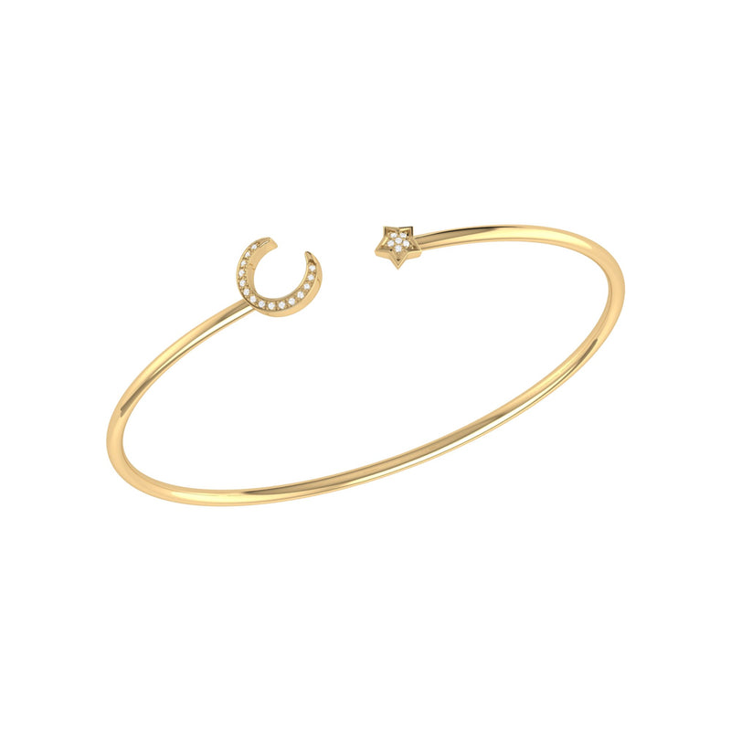 Moonlit Star Adjustable Diamond Cuff in 14K Yellow Gold Vermeil on Sterling Silver