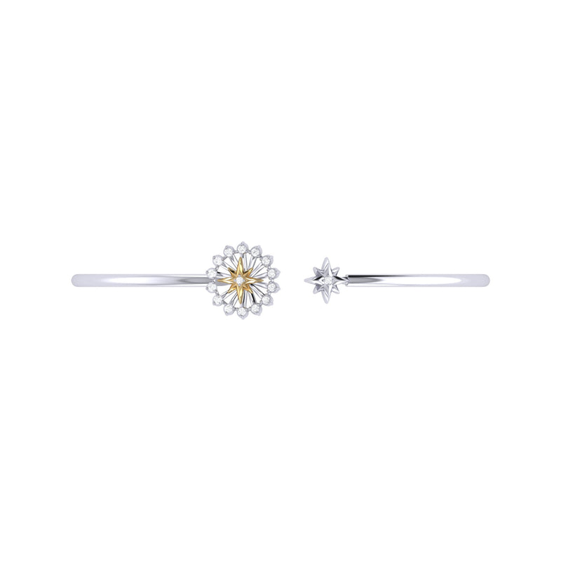 Starburst Adjustable Diamond Two-Tone Cuff in 14K Yellow Gold
