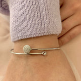 Moon-Crossed Lovers Adjustable Diamond Bangle in 14K White Gold