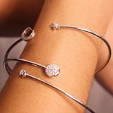 Moon-Crossed Lovers Adjustable Diamond Bangle in 14K White Gold