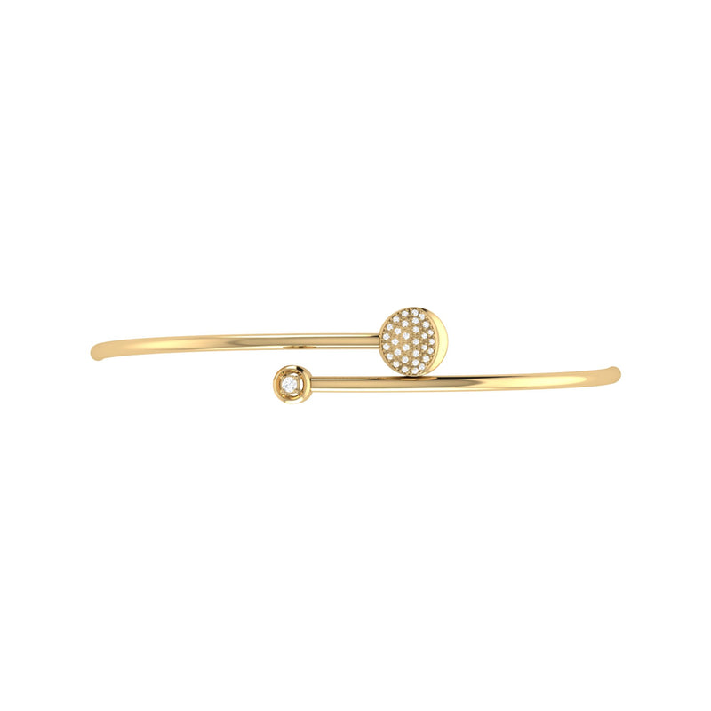 Moon-Crossed Lovers Adjustable Diamond Bangle in 14K Yellow Gold Vermeil on Sterling Silver