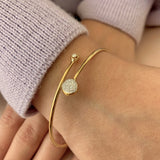 Moon-Crossed Lovers Adjustable Diamond Bangle in 14K Yellow Gold