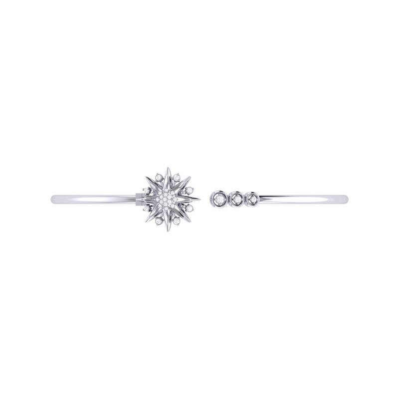Supernova Star Adjustable Diamond Cuff in Sterling Silver