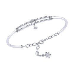Full Moon North Star Diamond Bangle in Sterling Silver