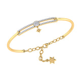 Full Moon North Star Diamond Bangle in 14K Yellow Gold Vermeil on Sterling Silver