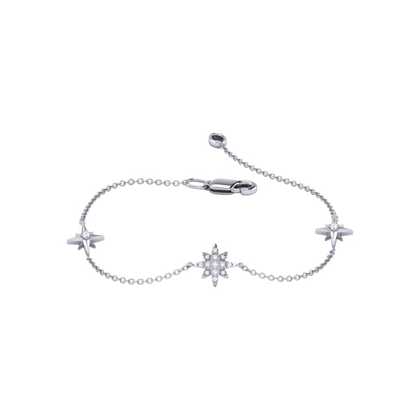 North Star Trio Diamond Bracelet in Sterling Silver