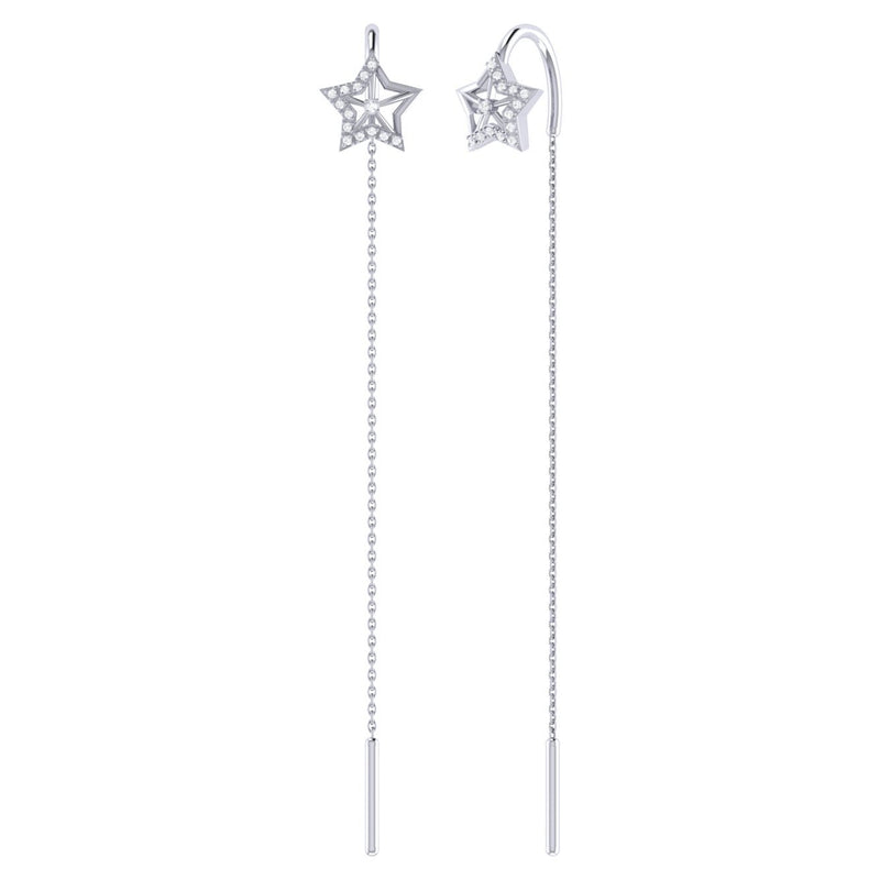 Lucky Star Tack-In Diamond Earrings in 14K White Gold
