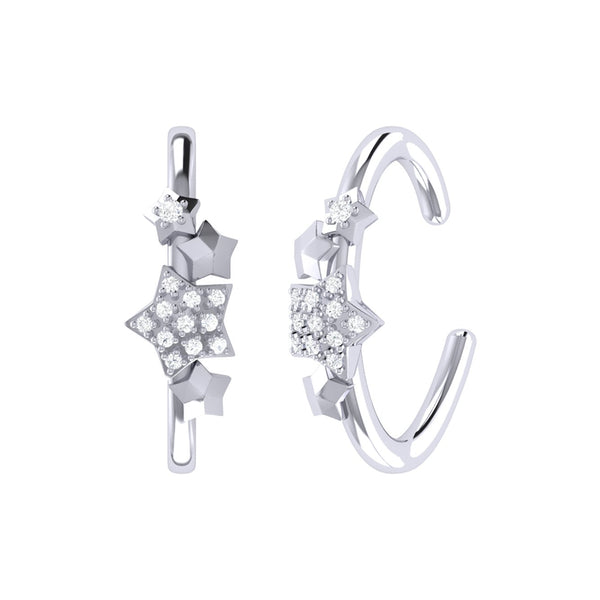 Star Cluster Diamond Ear Cuffs in 14K White Gold