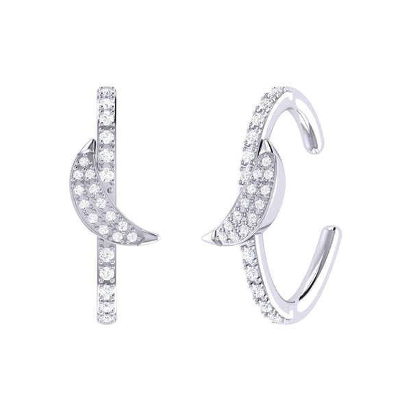 Moonlit Diamond Ear Cuffs in 14K White Gold