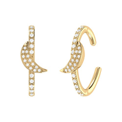 Moonlit Diamond Ear Cuffs in 14K Yellow Gold Vermeil on Sterling Silver