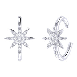 North Star Diamond Ear Cuffs in Sterling Silver
