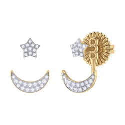 Starlit Crescent Diamond Stud Earrings in 14K Yellow Gold Vermeil on Sterling Silver