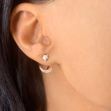 Starlit Crescent Diamond Stud Earrings in 14K Yellow Gold