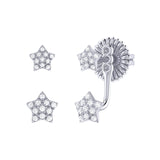 Star Duo Diamond Stud Earrings in Sterling Silver