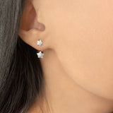 Star Duo Diamond Stud Earrings in Sterling Silver